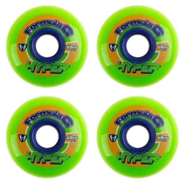 Hyper Inline Wheels Formula G Hockey Indoor 4er oder 8er Set Rollen - 68mm / 74 A lime green blue