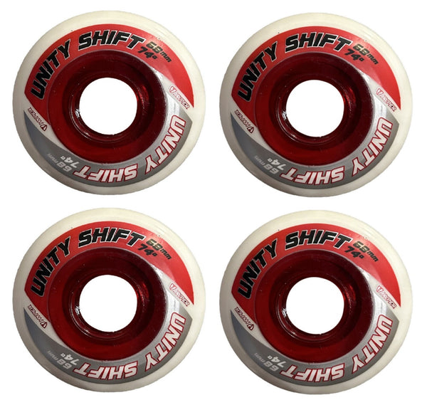 Hyper Inline Wheels Unity Shift Hockey Indoor 4er oder 8er Set Rollen - 68mm / 74 A white red