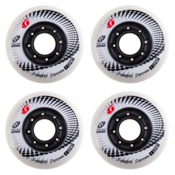 Hyper Wheels Concrete +Grip Performance Outdoor 4er oder 8er Set Rollen - 72mm / 84 A white