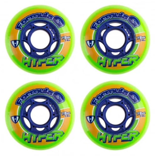 Hyper Inline Wheels Formula G Hockey Indoor 4er oder 8er Set Rollen - 72mm / 74 A lime green blue