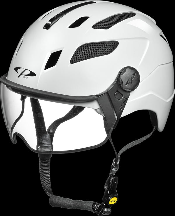 CP Chimayo + Urban Fahrradhelm mit Visier (clear) - Radhelm Bikehelm Schutzhelm Fahrrad Bike Helm Unisex white shiny j23